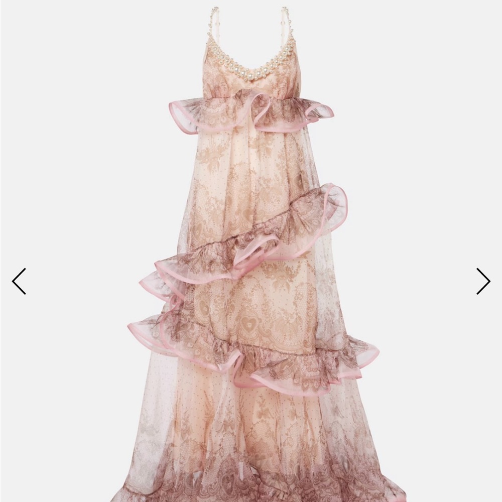 Zimmermann Pink and Cream Maxi Dress